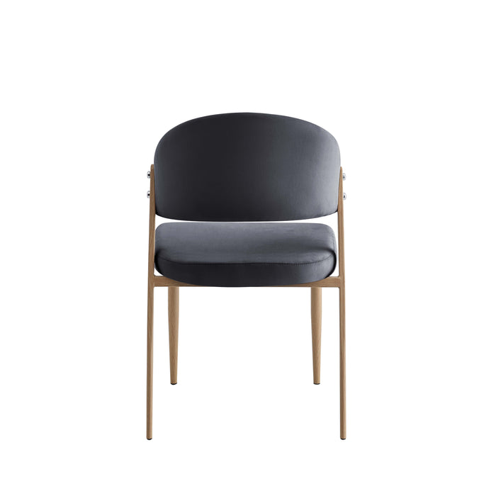 CHAISE LAMIA PIEDS EFFET BOIS TISSU VELOURS ANTHRACITE - image 2