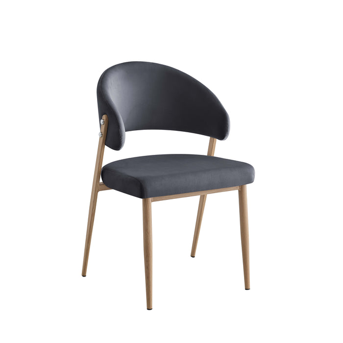 CHAISE LAMIA PIEDS EFFET BOIS TISSU VELOURS ANTHRACITE - image 3