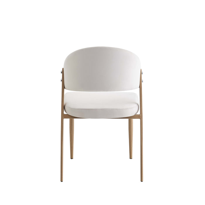 CHAISE LAMIA PIEDS EFFET BOIS TISSU VELOURS BEIGE - image 3