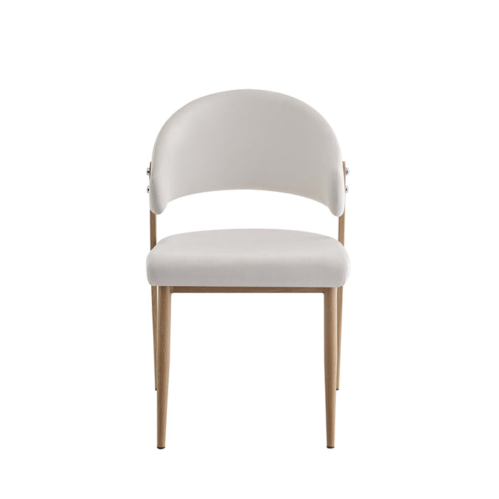CHAISE LAMIA PIEDS EFFET BOIS TISSU VELOURS BEIGE - image 1