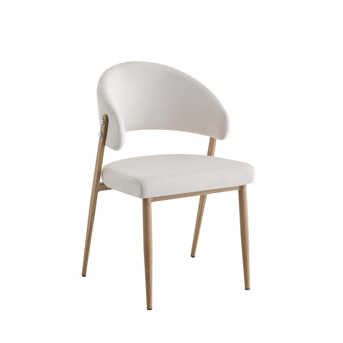 CHAISE LAMIA PIEDS EFFET BOIS TISSU VELOURS BEIGE - image 2