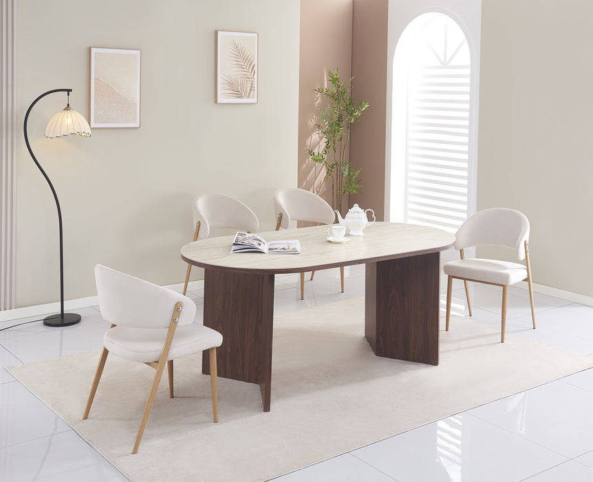 CHAISE LAMIA PIEDS EFFET BOIS TISSU VELOURS BEIGE - image 5