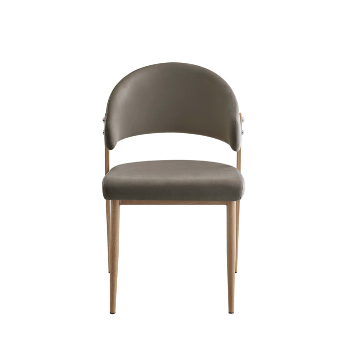 CHAISE LAMIA PIEDS EFFET BOIS TISSU VELOURS TAUPE - image 1