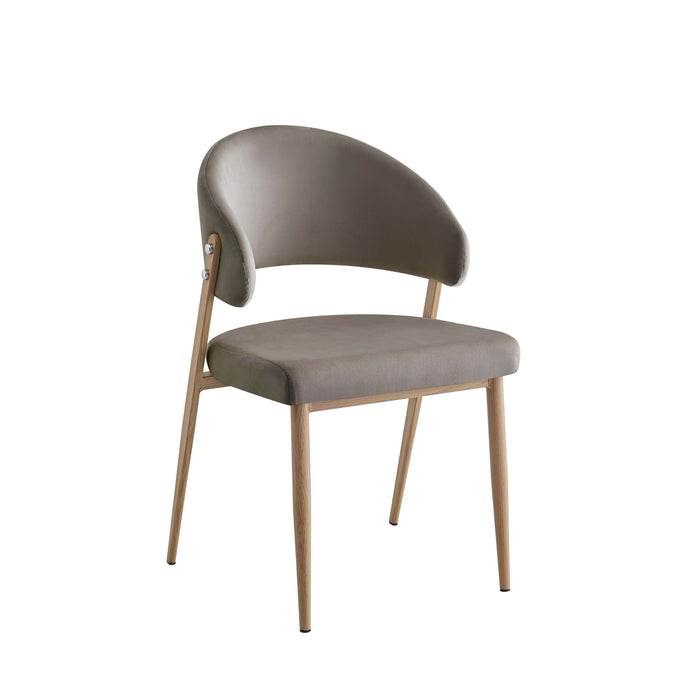 CHAISE LAMIA PIEDS EFFET BOIS TISSU VELOURS TAUPE - image 3