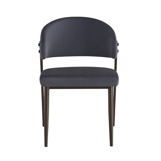 CHAISE LAMIA PIEDS EFFET NOYER TISSU VELOURS ANTHRACITE