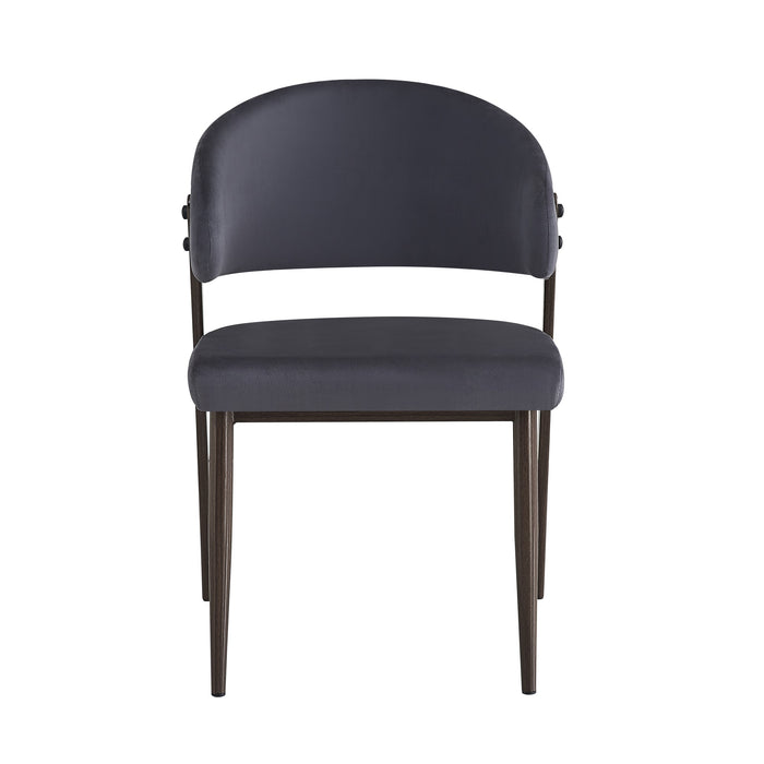 CHAISE LAMIA PIEDS EFFET NOYER TISSU VELOURS ANTHRACITE