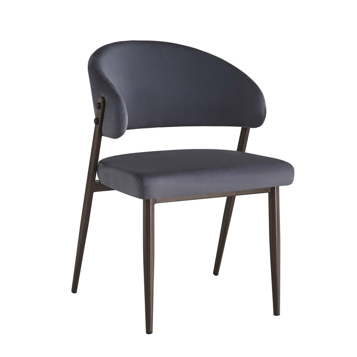 CHAISE LAMIA PIEDS EFFET NOYER TISSU VELOURS ANTHRACITE - image 2