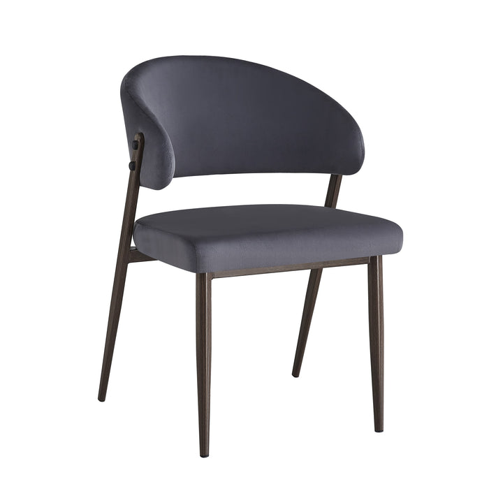 CHAISE LAMIA PIEDS EFFET NOYER TISSU VELOURS ANTHRACITE