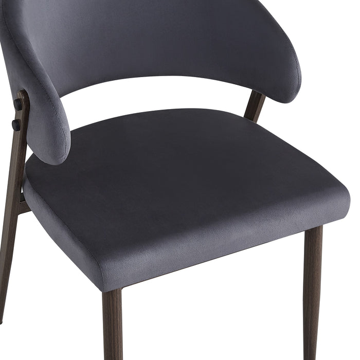 CHAISE LAMIA PIEDS EFFET NOYER TISSU VELOURS ANTHRACITE