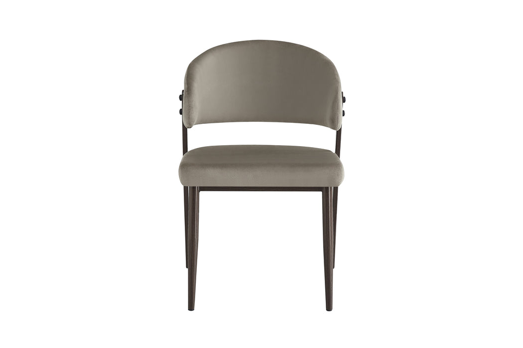 CHAISE LAMIA PIEDS EFFET NOYER TISSU VELOURS TAUPE - image 1