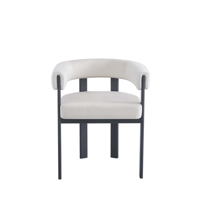 CHAISE VAIANA PIEDMETAL NOIR ASSISES VELOURS BEIGE - image 1