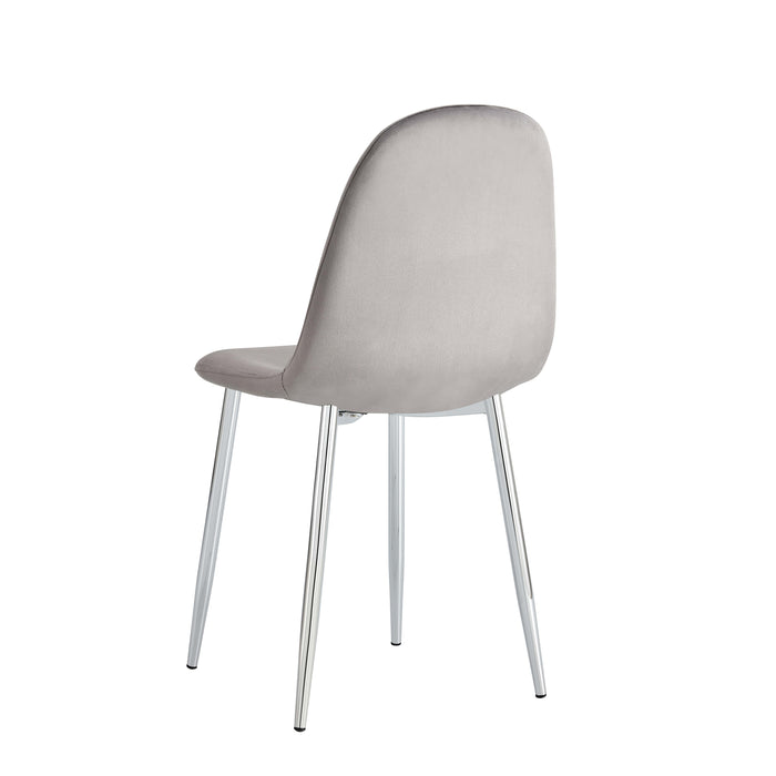 CHAISE SCANDINAVE VELOURS GRIS PIED CHROME - image 2