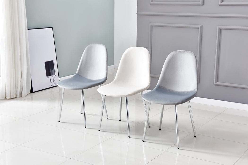 CHAISE SCANDINAVE VELOURS GRIS PIED CHROME - image 5
