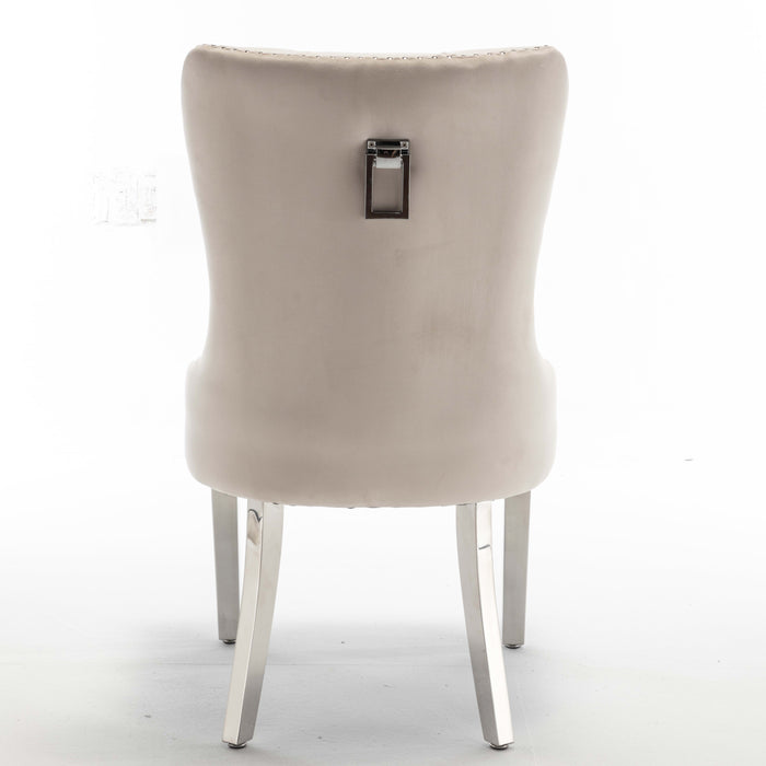 Lot de 2 chaises POIGNEE Clouté en velours pied chromé - image 2