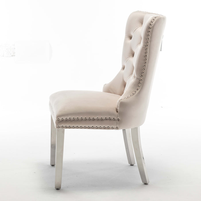 Lot de 2 chaises POIGNEE Clouté en velours pied chromé - image 3