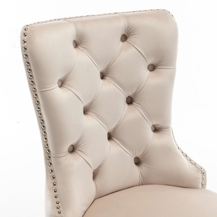 Lot de 2 chaises POIGNEE Clouté en velours pied chromé - image 5