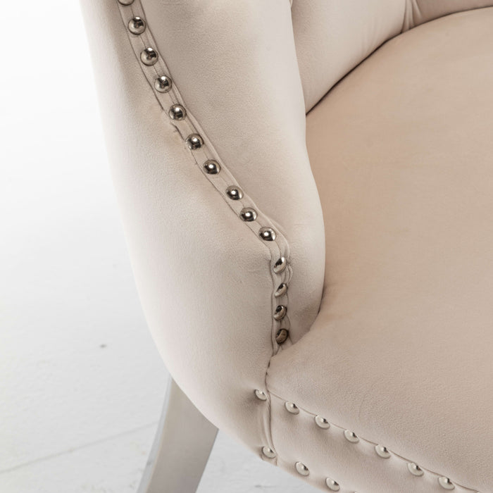 Lot de 2 chaises POIGNEE Clouté en velours pied chromé - image 4