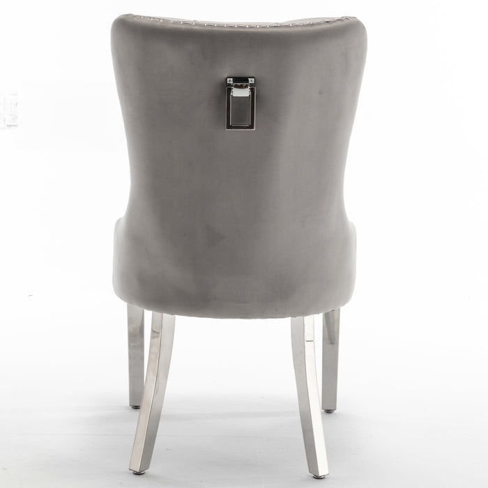 Lot de 2 chaises POIGNEE Clouté en velours pied chromé - image 3