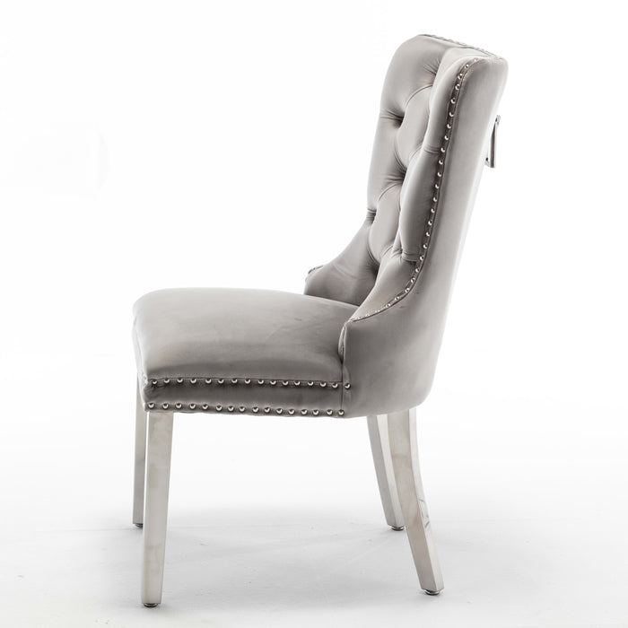 Lot de 2 chaises POIGNEE Clouté en velours pied chromé - image 2