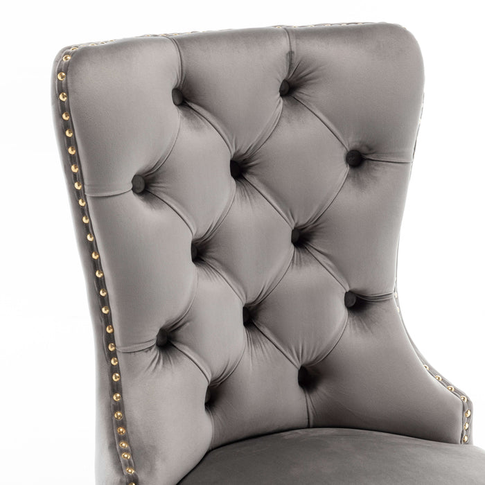 Lot de 2 chaises POIGNEE Clouté en velours pied chromé - image 5