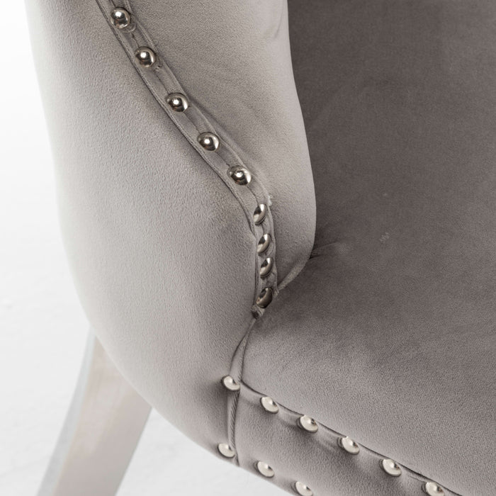 Lot de 2 chaises POIGNEE Clouté en velours pied chromé - image 4