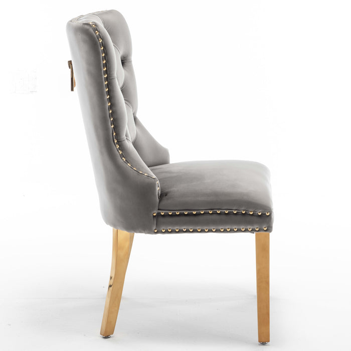 Lot de 2 chaises POIGNEE Clouté en velours pied Gold - image 4