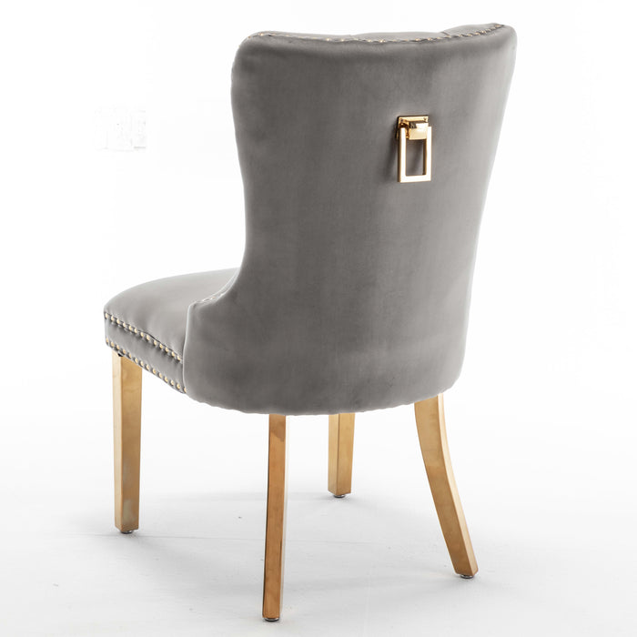 Lot de 2 chaises POIGNEE Clouté en velours pied Gold - image 5