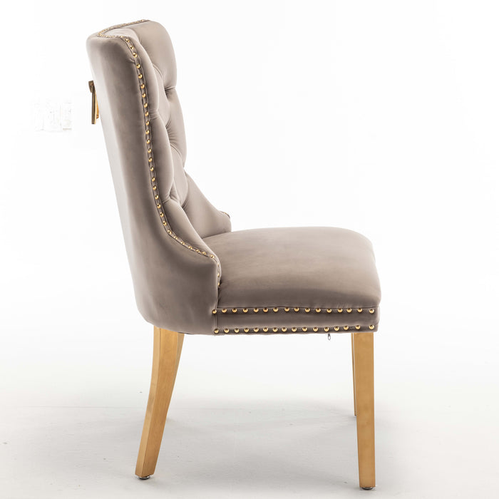 Lot de 2 chaises POIGNEE Clouté en velours pied Gold - image 3