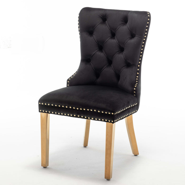 Lot de 2 chaises POIGNEE Clouté en velours pied Gold - image 3