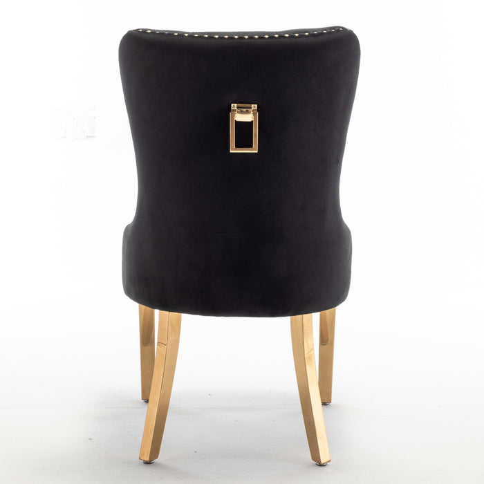 Lot de 2 chaises POIGNEE Clouté en velours pied Gold - image 5