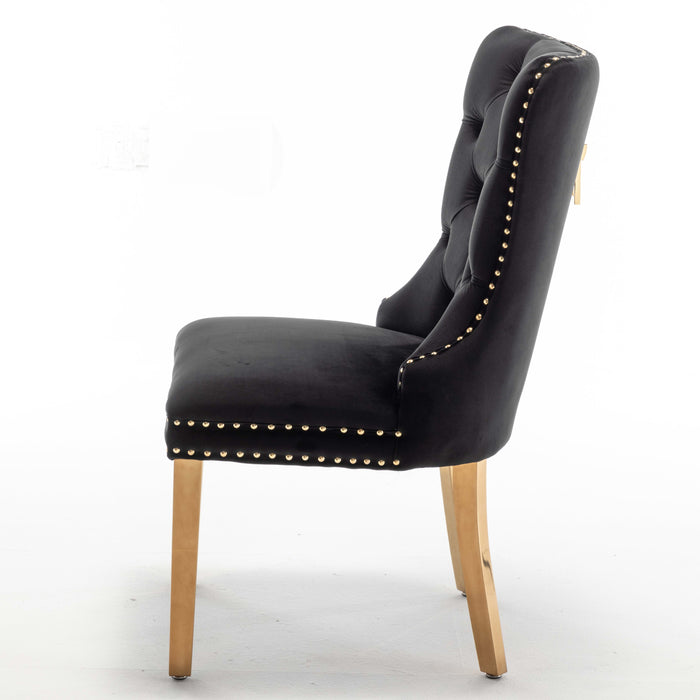 Lot de 2 chaises POIGNEE Clouté en velours pied Gold - image 4