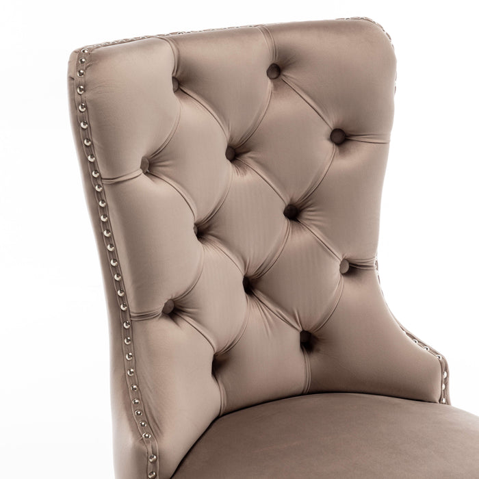 Lot de 2 chaises POIGNEE Clouté en velours pied chromé - image 5