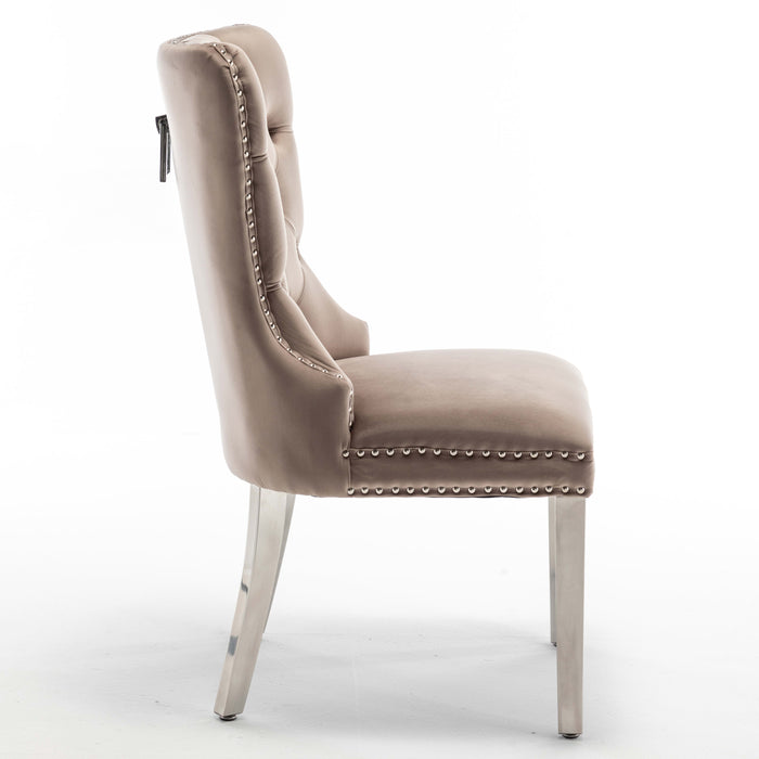 Lot de 2 chaises POIGNEE Clouté en velours pied chromé - image 2