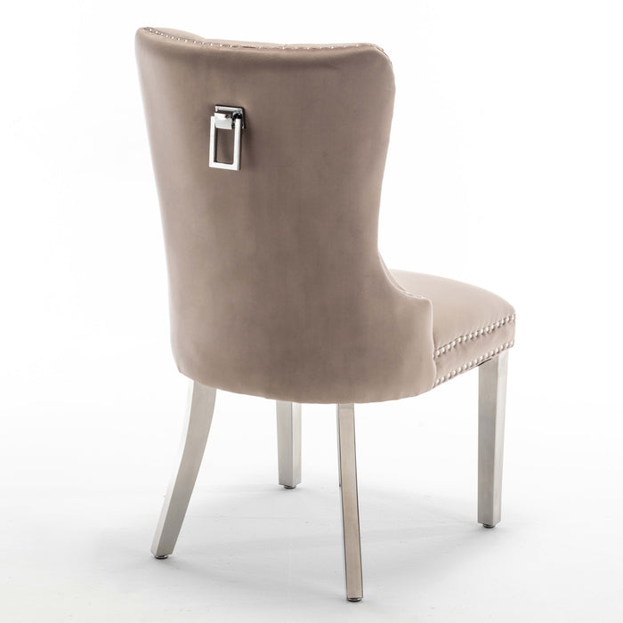 Lot de 2 chaises POIGNEE Clouté en velours pied chromé - image 3