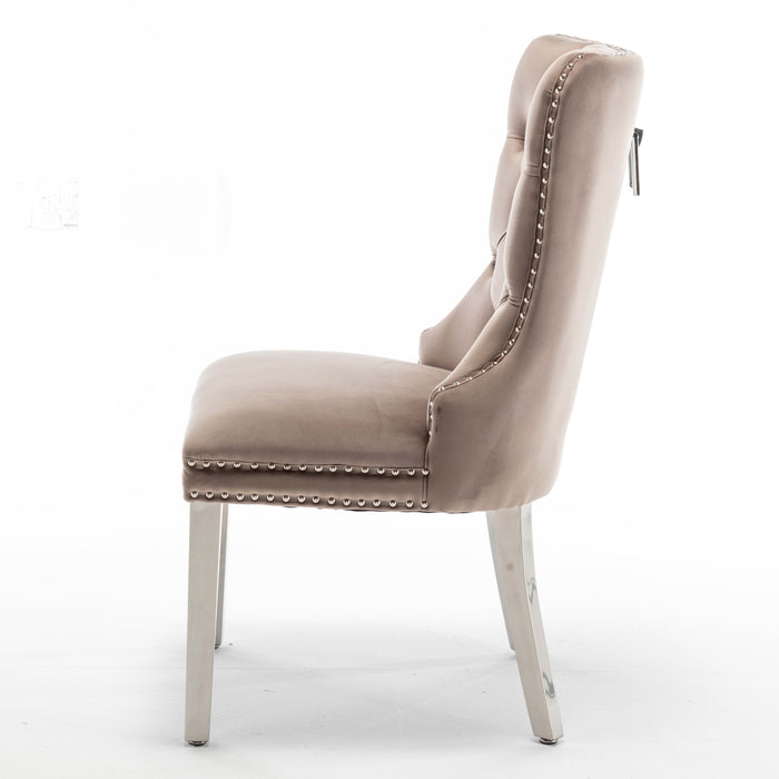Lot de 2 chaises POIGNEE Clouté en velours pied chromé - image 6