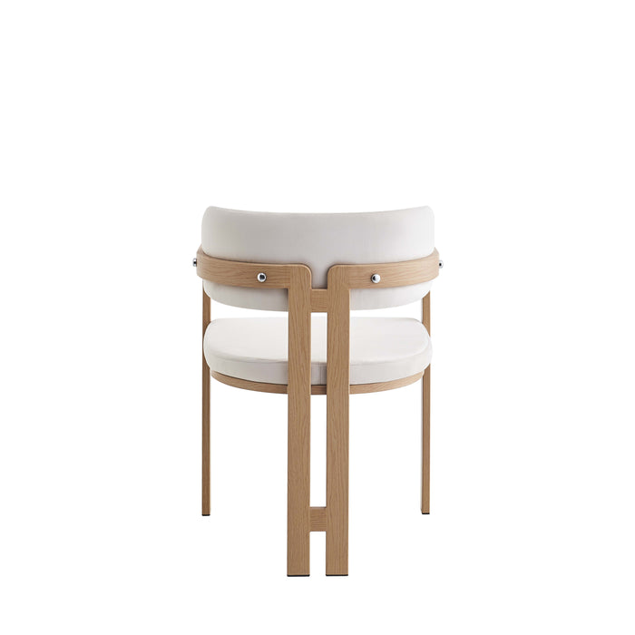 Chaise mellow pied effet bois assise velours beige - image 3