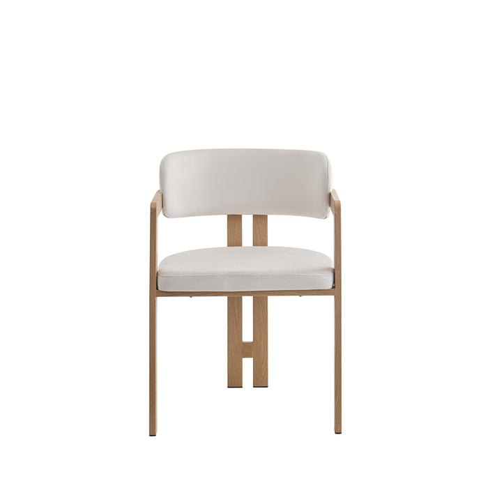 Chaise mellow pied effet bois assise velours beige - image 1