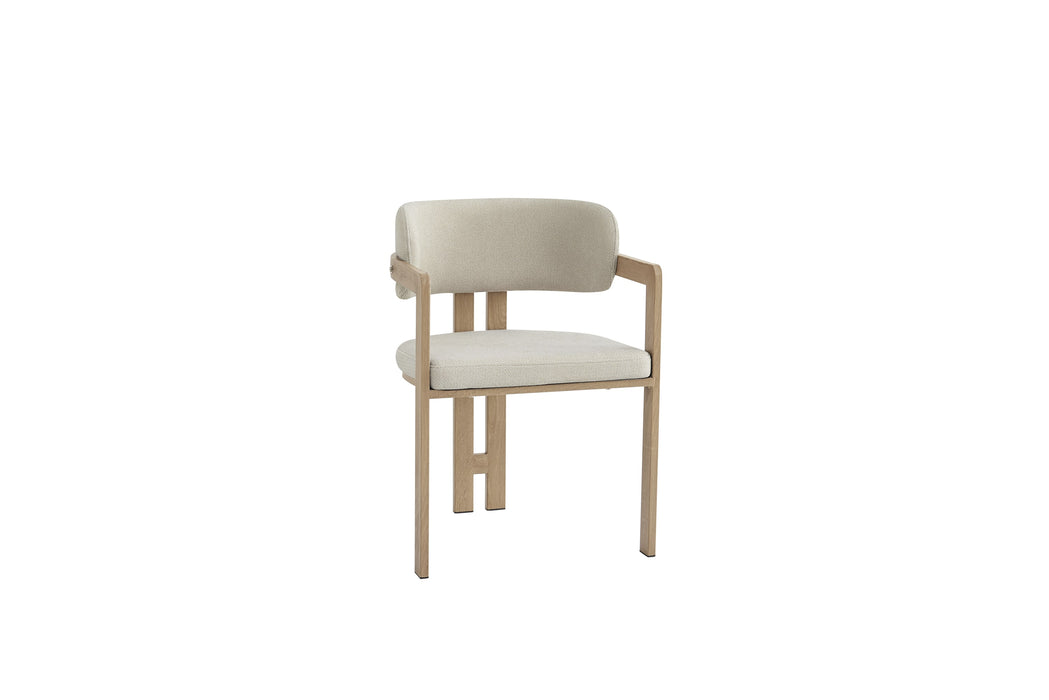 Chaise mellow pied métal chêne griffé assise grain sable - image 2