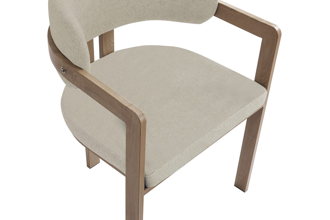 Chaise mellow pied métal chêne griffé assise grain sable - image 4