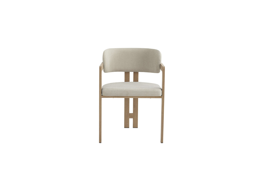 Chaise mellow pied métal chêne griffé assise grain sable - image 1