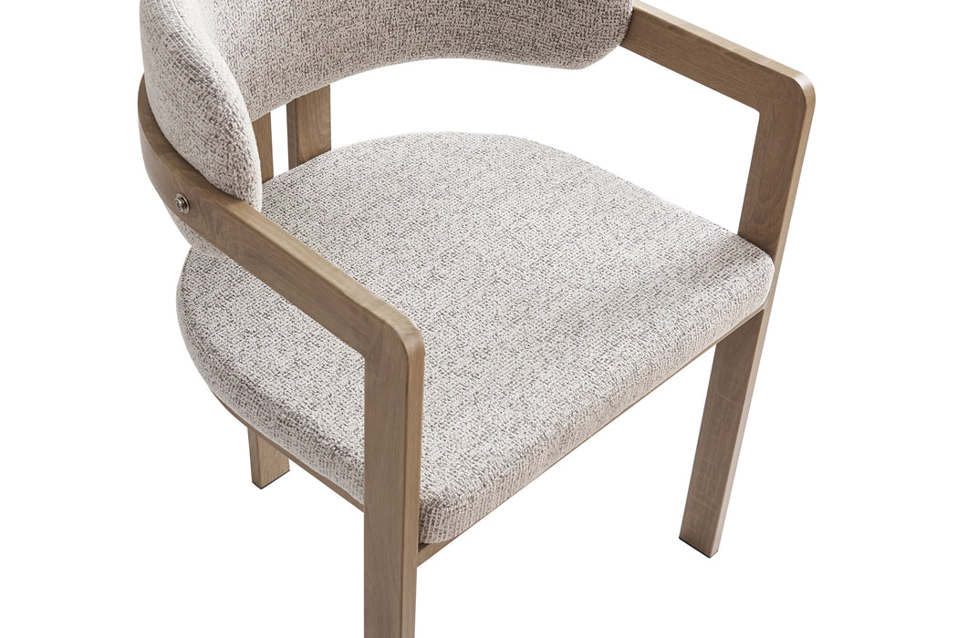 Chaise mellow pied métal chêne griffé assise tweed cappuccino - image 4