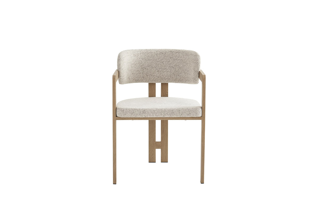 Chaise mellow pied métal chêne griffé assise tweed cappuccino - image 1