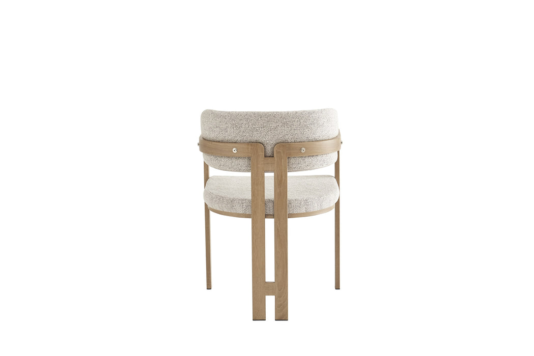 Chaise mellow pied métal chêne griffé assise tweed cappuccino - image 3