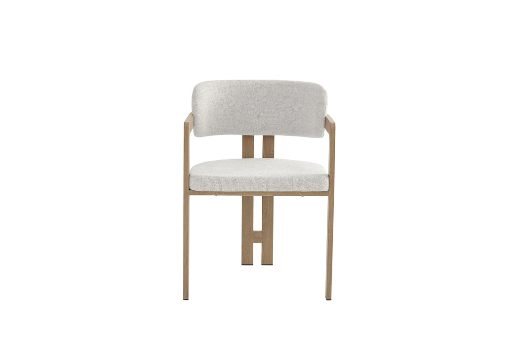 Chaise mellow pied métal chêne griffé assise tweed latte - image 1