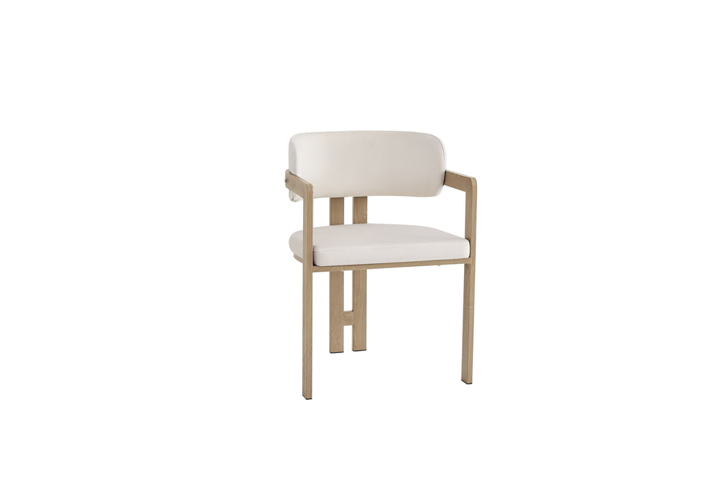 Chaise mellow pied métal chêne griffé assise velours beige - image 2