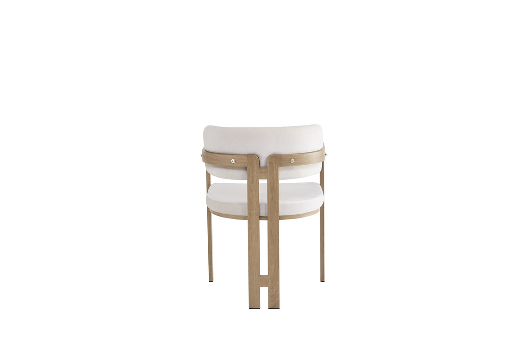 Chaise mellow pied métal chêne griffé assise velours beige - image 3