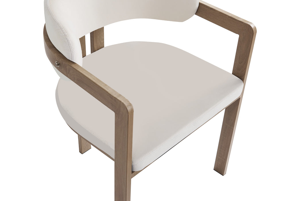Chaise mellow pied métal chêne griffé assise velours beige - image 4