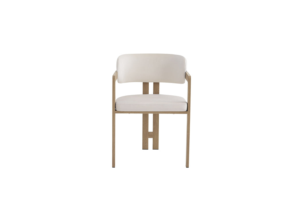 Chaise mellow pied métal chêne griffé assise velours beige - image 1