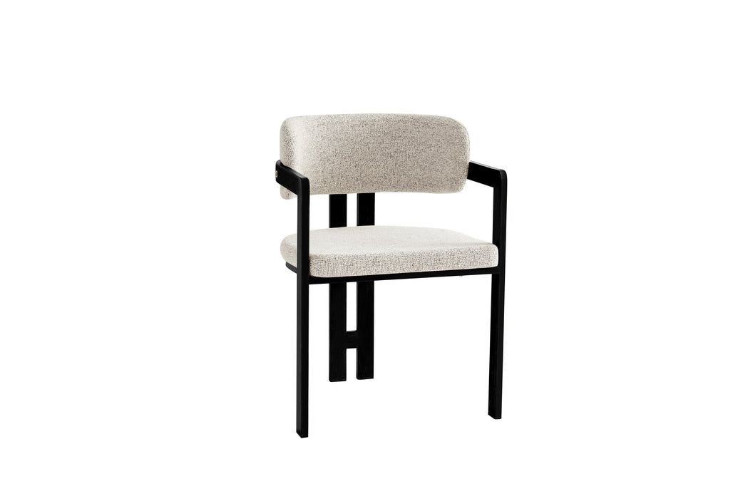 Chaise mellow pied noir assise tweed cappuccino - image 2