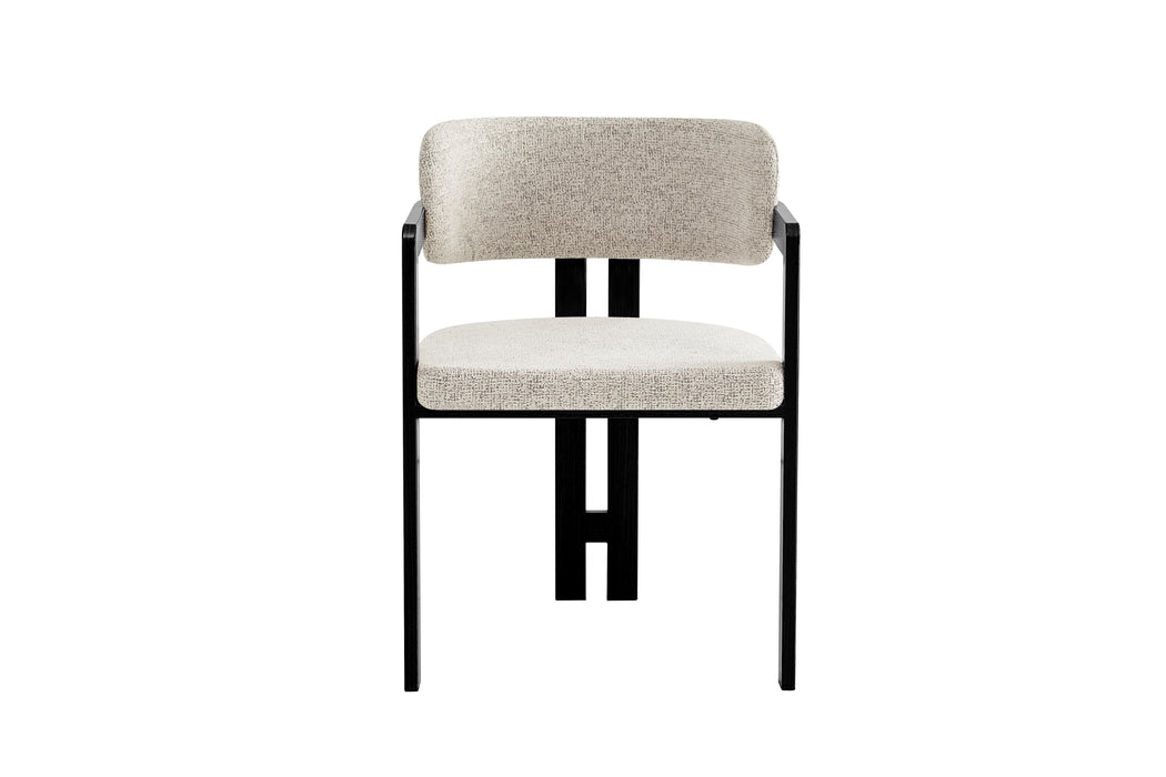 Chaise mellow pied noir assise tweed cappuccino - image 1